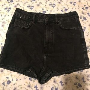 Black denim shorts